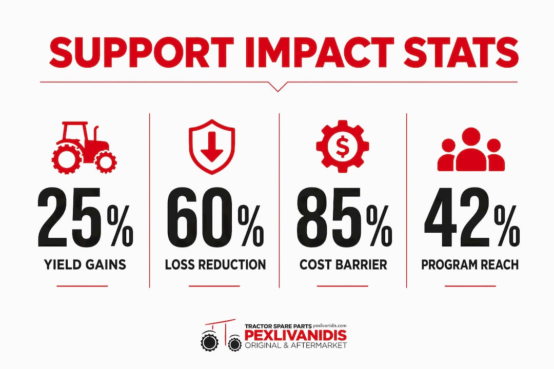 Infographic showing key farm machinery support statistics