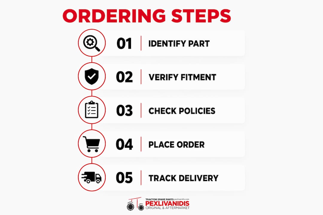 Infographic showing step-by-step online parts ordering process