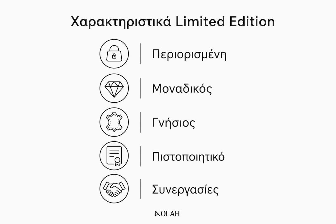 Εικονογραφημένη παρουσίαση με τα βασικά χαρακτηριστικά των συλλεκτικών τσαντών