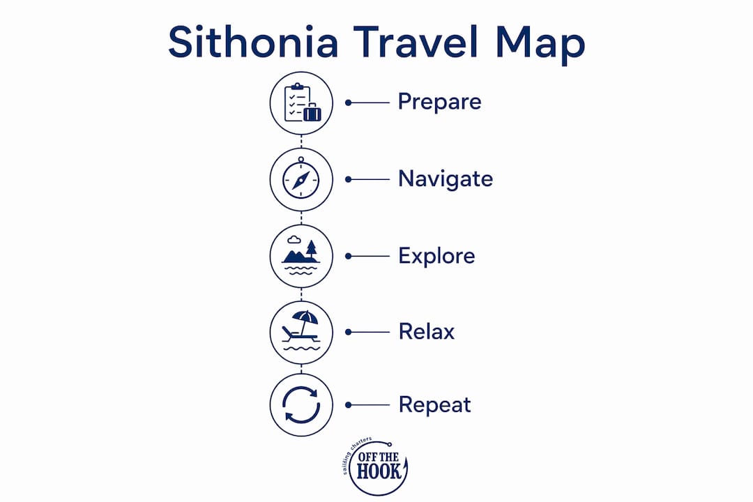 Infographic showing steps for using Sithonia travel map