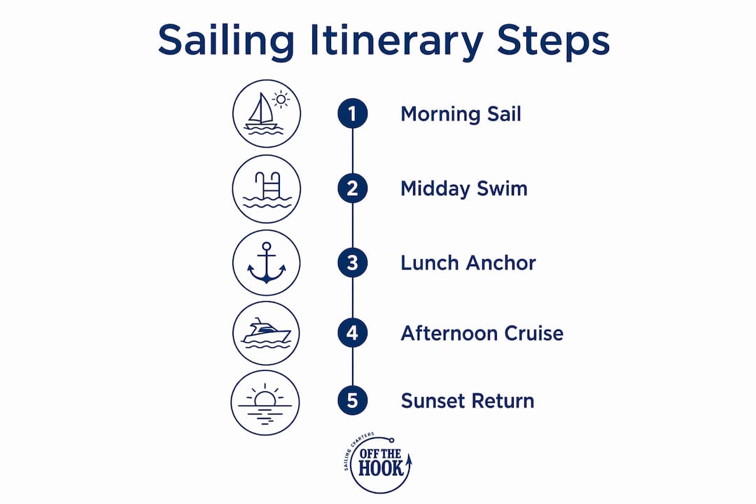 Infographic outlining typical sailing itinerary steps