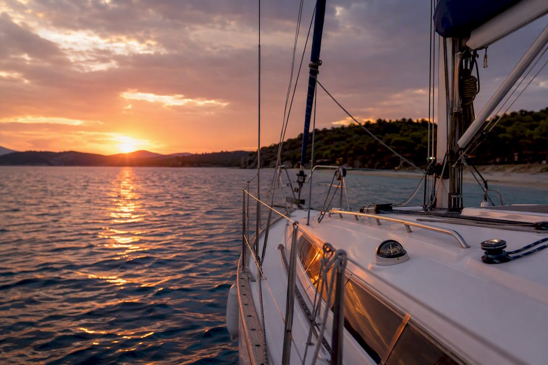 Deck details of yacht near Halkidiki coast