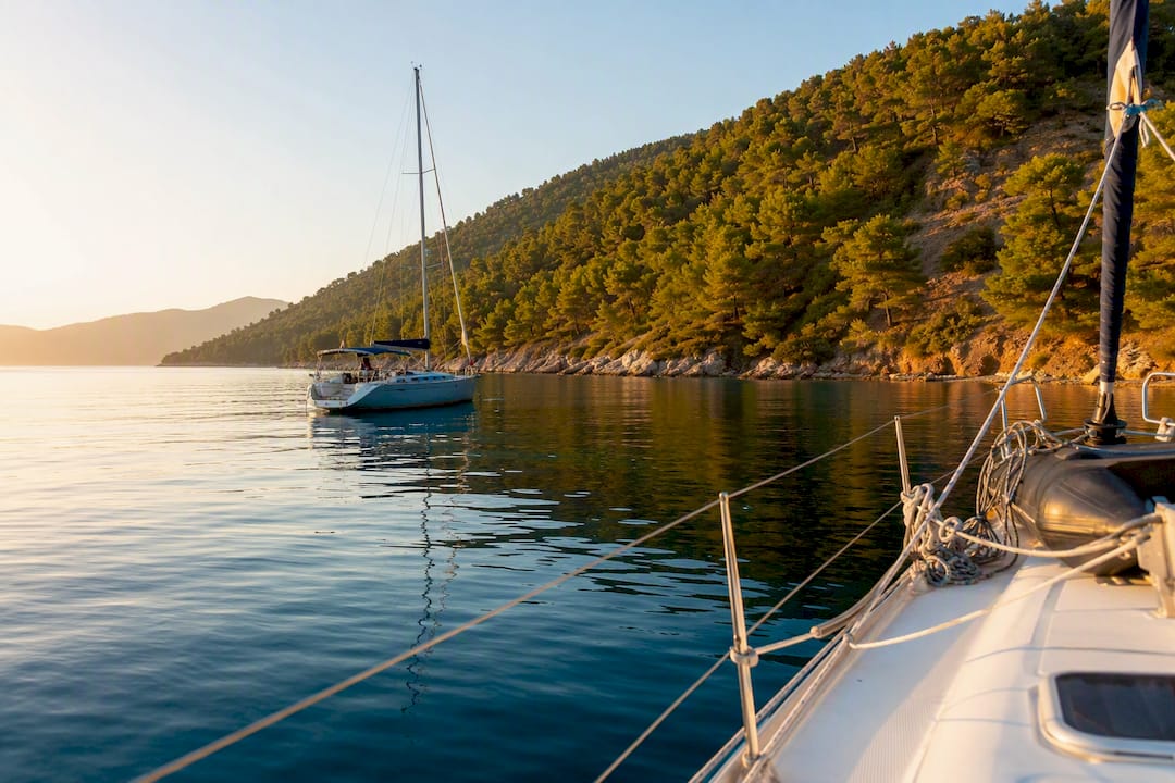 Calm sea near Sithonia cove in morning