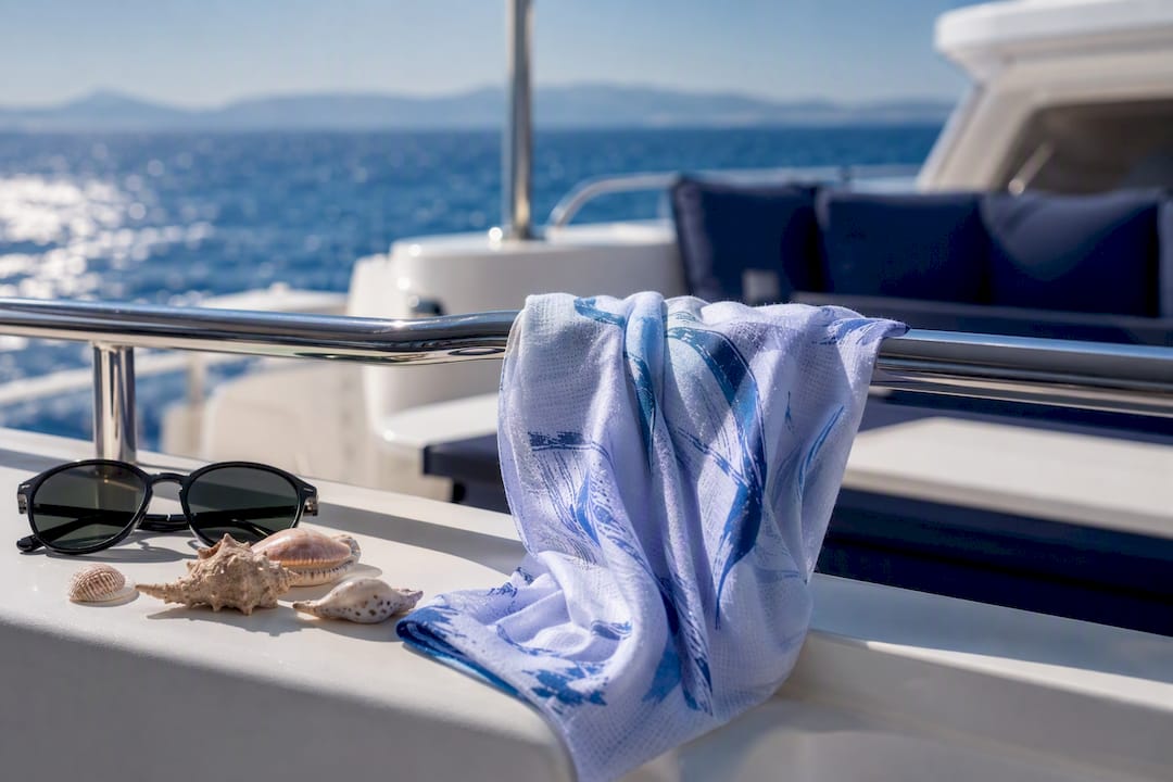 Neck gaiter for sun protection on yacht deck