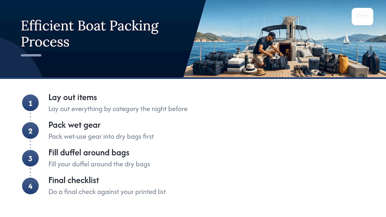 Diagram of efficient boat packing steps