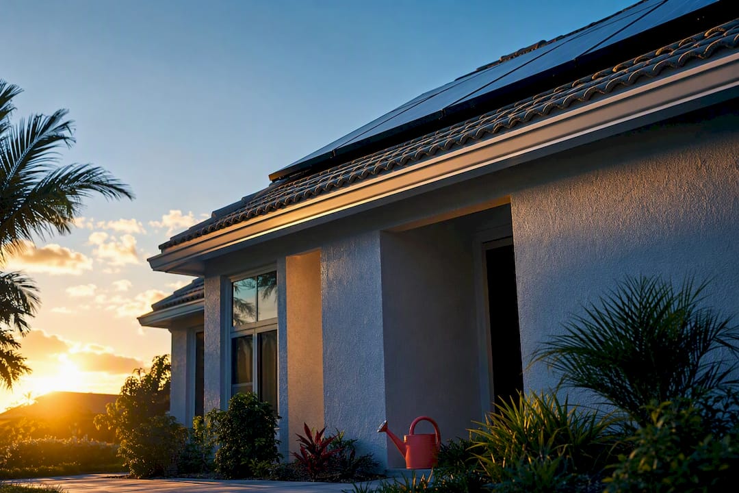 Florida home with partial rooftop solar panels