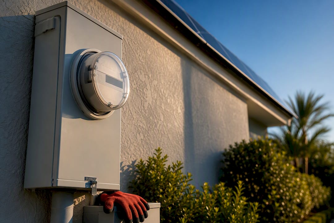 Florida home utility meter with rooftop solar