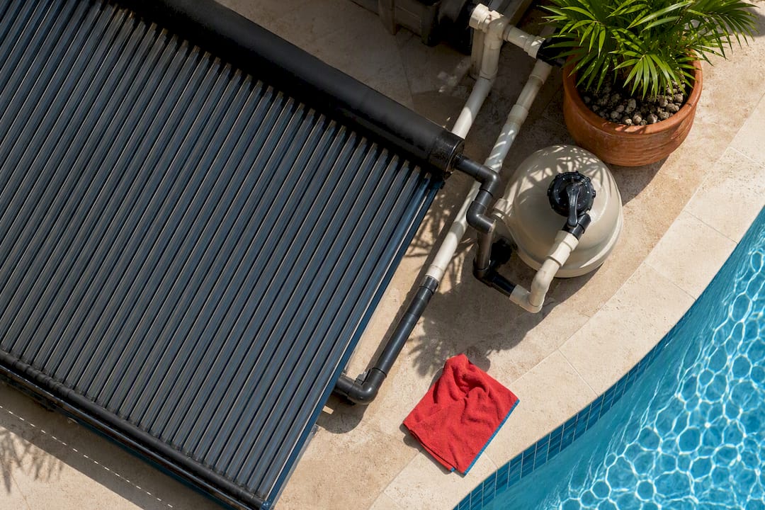 Solar thermal tubing beside Florida pool