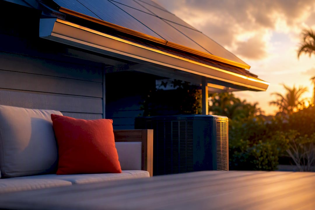 Solar array and AC condenser at Florida home