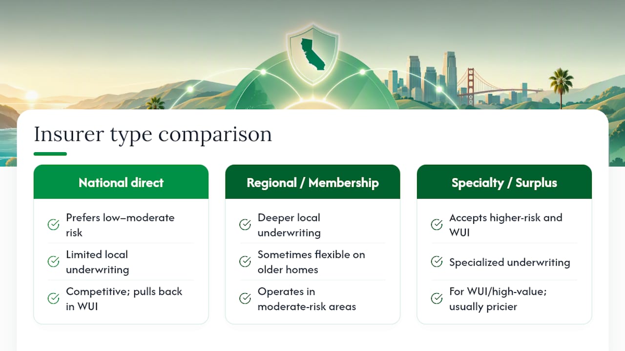 Comparison of three California insurer types