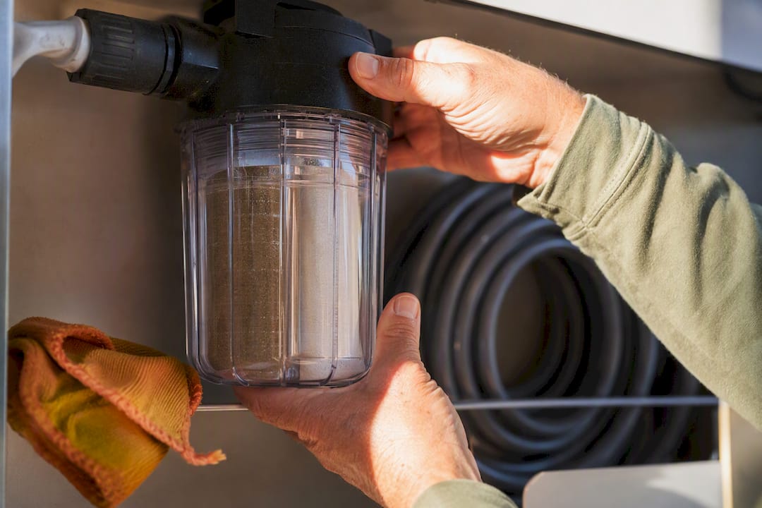 Inspecting sediment in an RV water filter