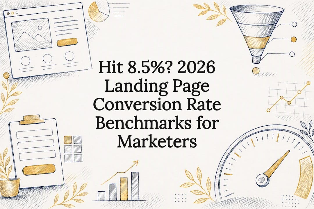 Decorative landing page benchmark title card