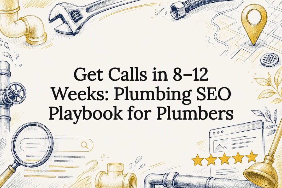 Decorative plumbing SEO title card illustration