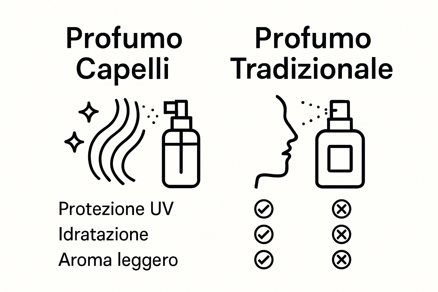 Visual comparison profumo capelli vs classico