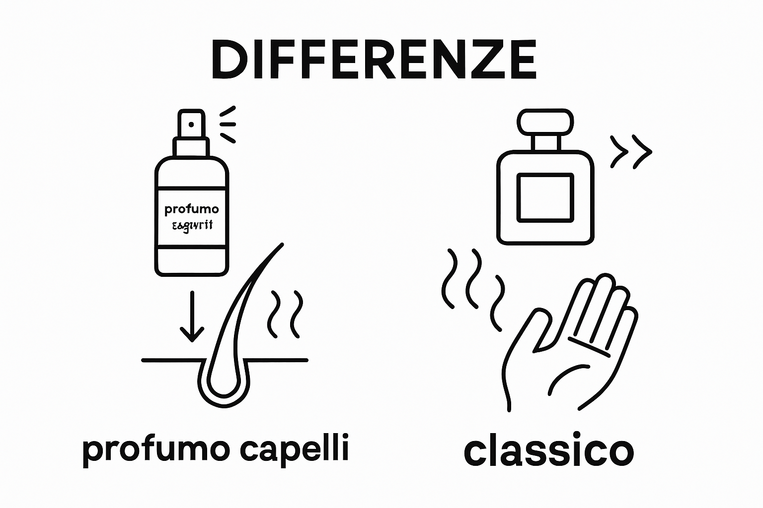 Comparison of hair perfume and skin perfume using simple icons