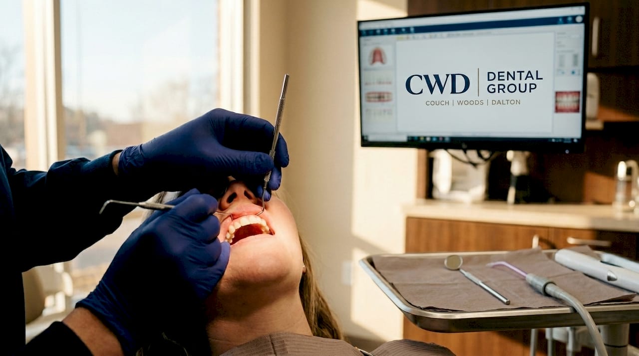 Close-up of dental gum health checkup