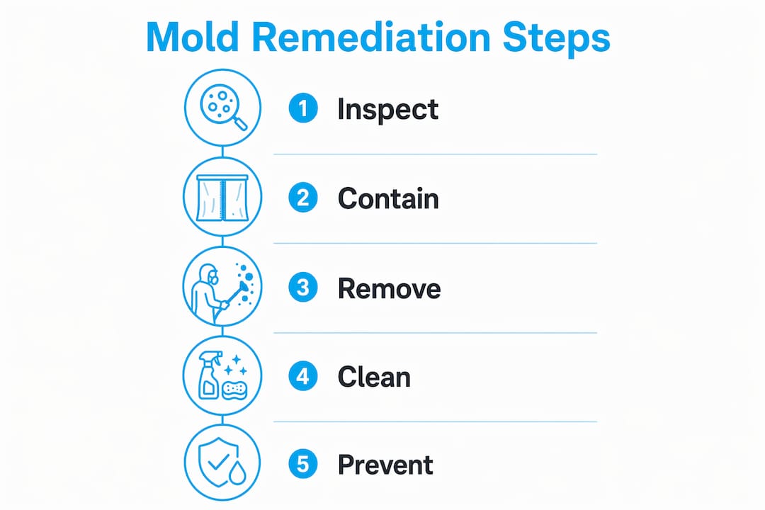 Infographic showing mold remediation process steps