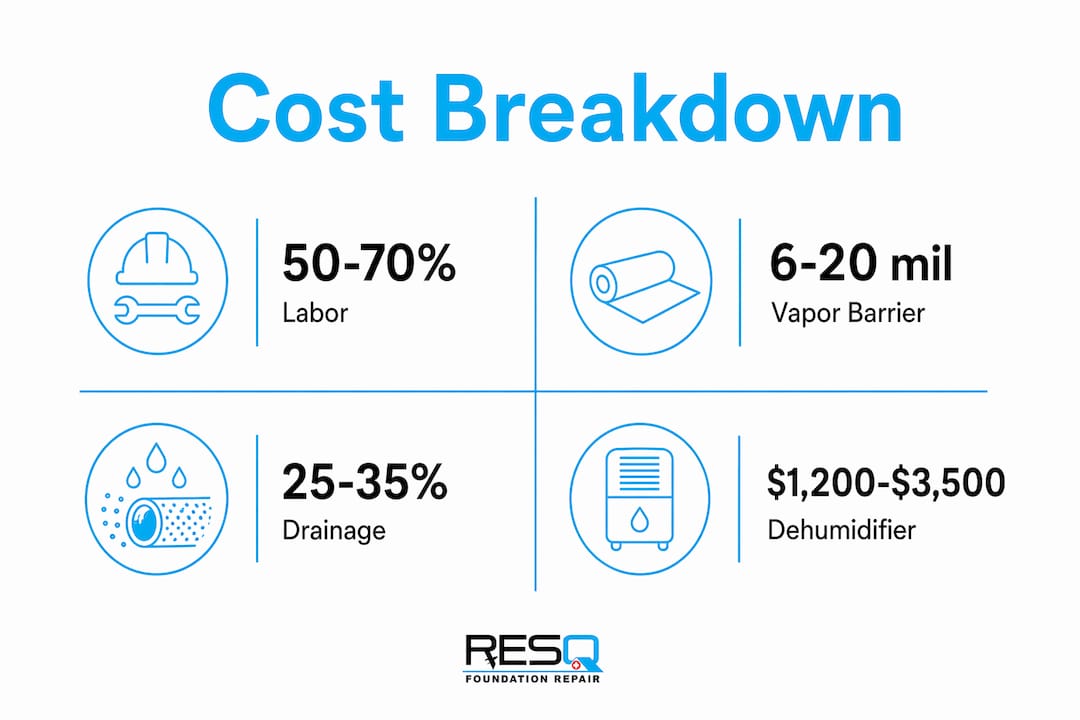 Infographic showing crawl space encapsulation cost components