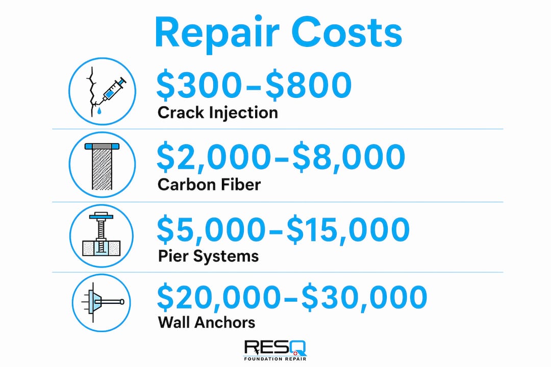 Infographic showing typical partial foundation repair cost ranges