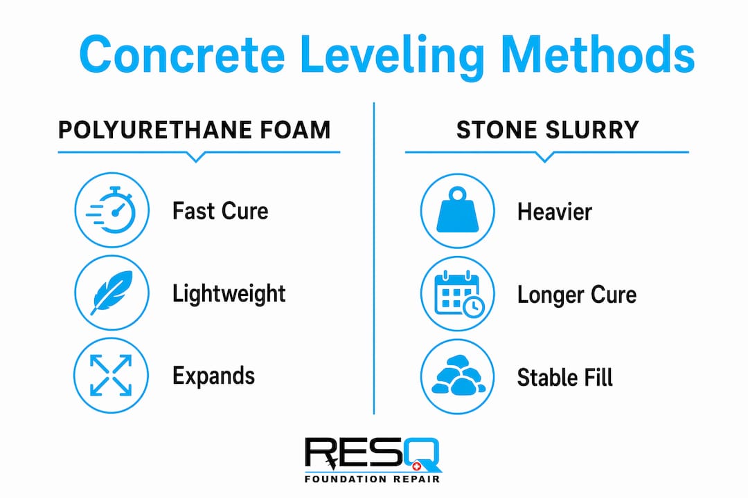 Infographic comparing concrete leveling methods