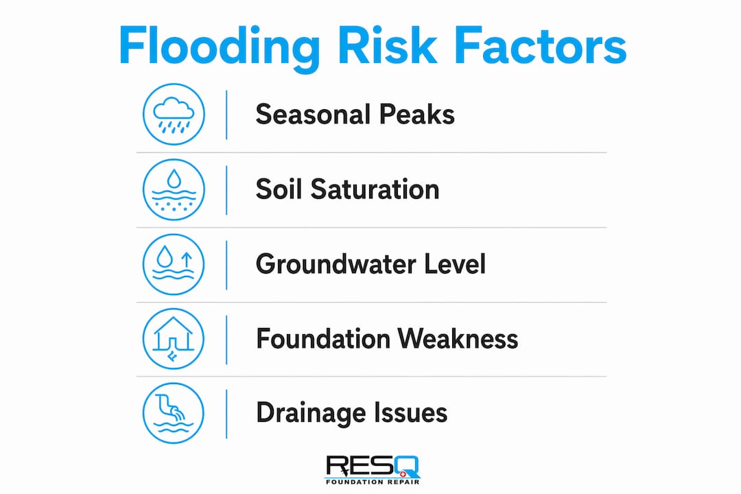 Infographic showing basement flooding risk factors