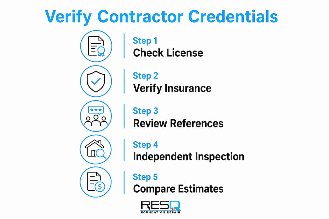 Infographic outlining steps to verify contractor credentials