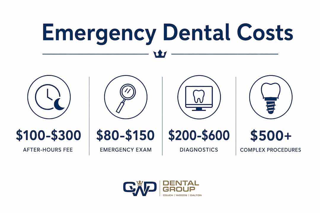 Infographic showing emergency dental care cost categories