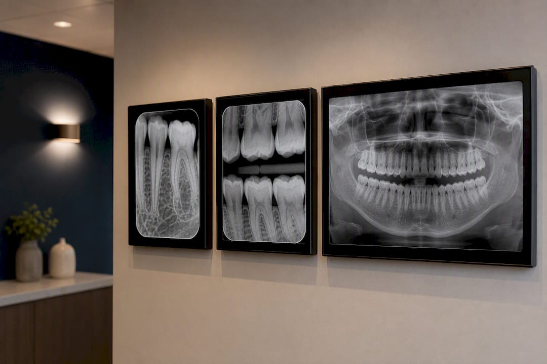Three types of dental x-ray images on display