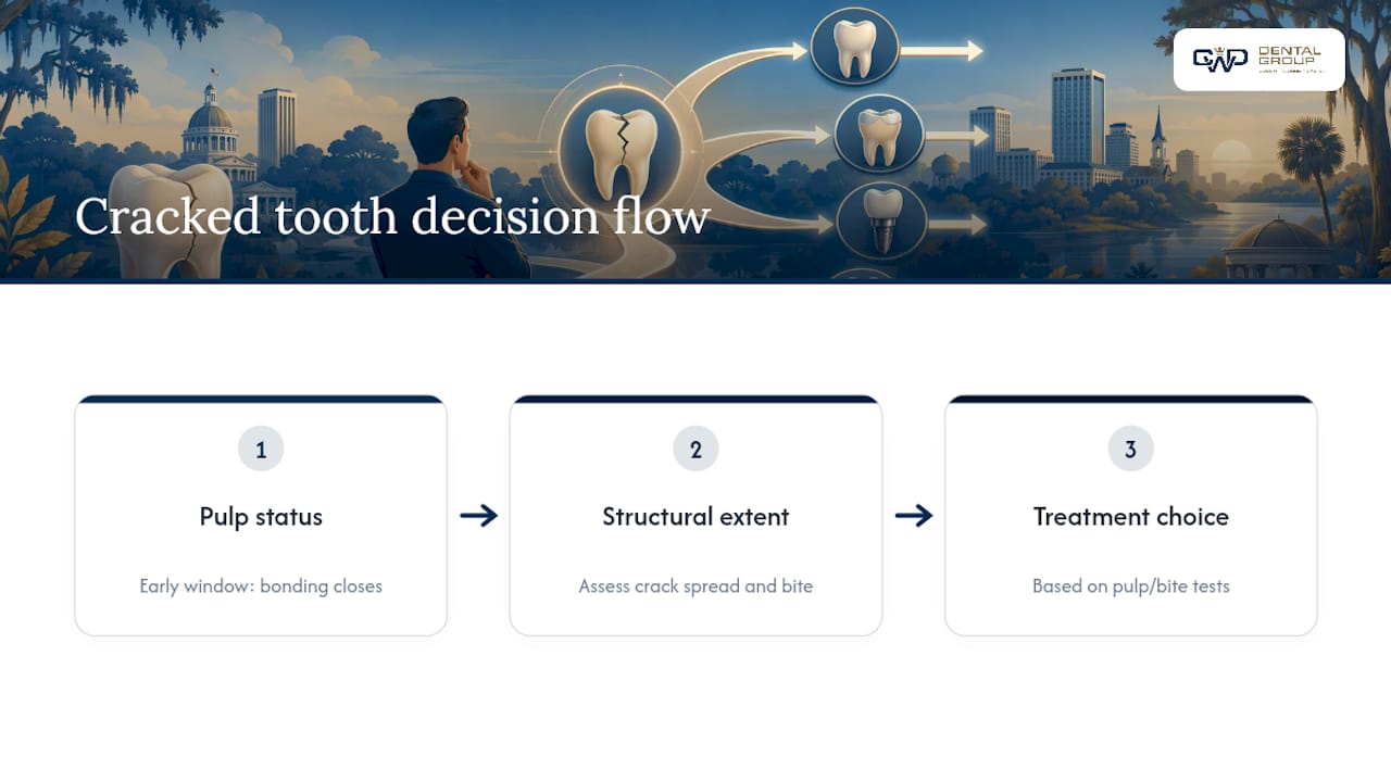 Why Most People Wait Too Long on a Cracked Tooth — overview diagram