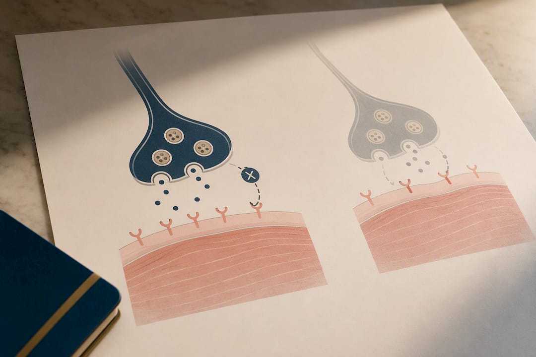 Illustration of blocked muscle contraction signaling