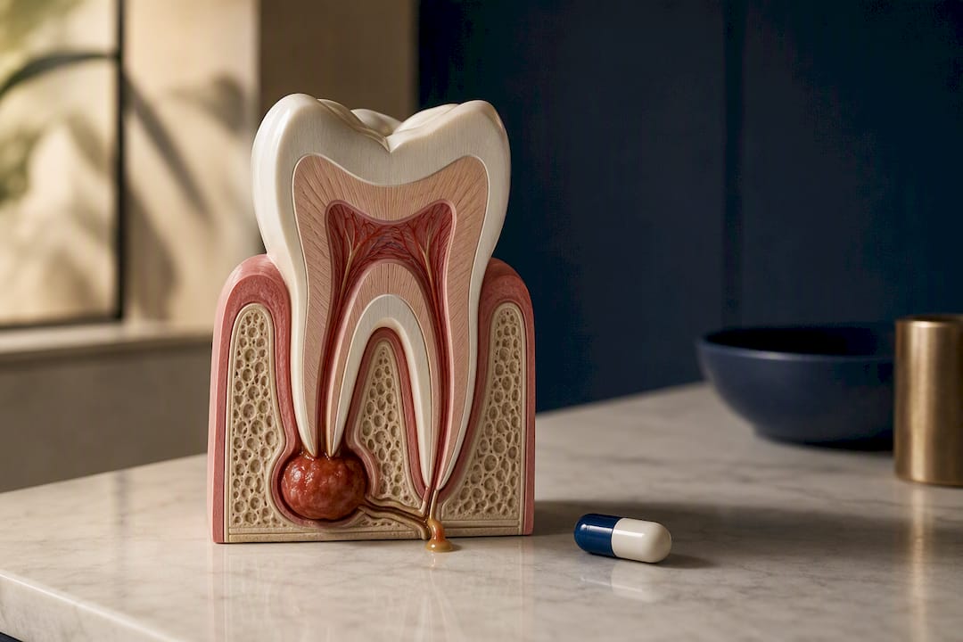 Illustration of draining a tooth infection