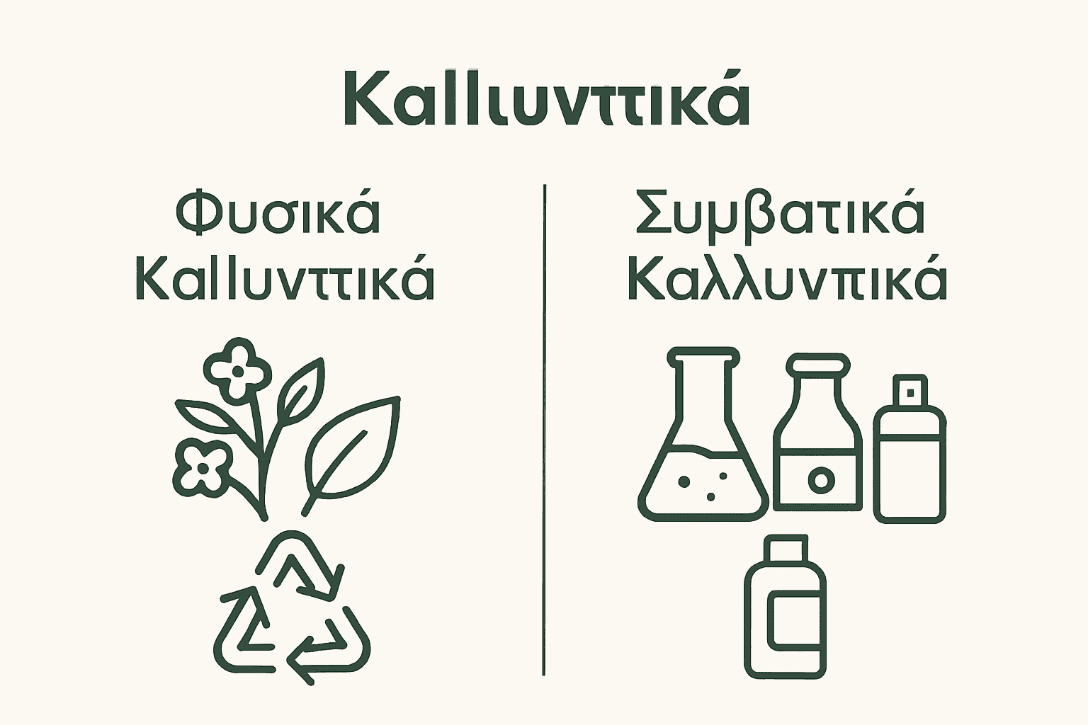 Infographic showing key differences between natural and conventional cosmetics