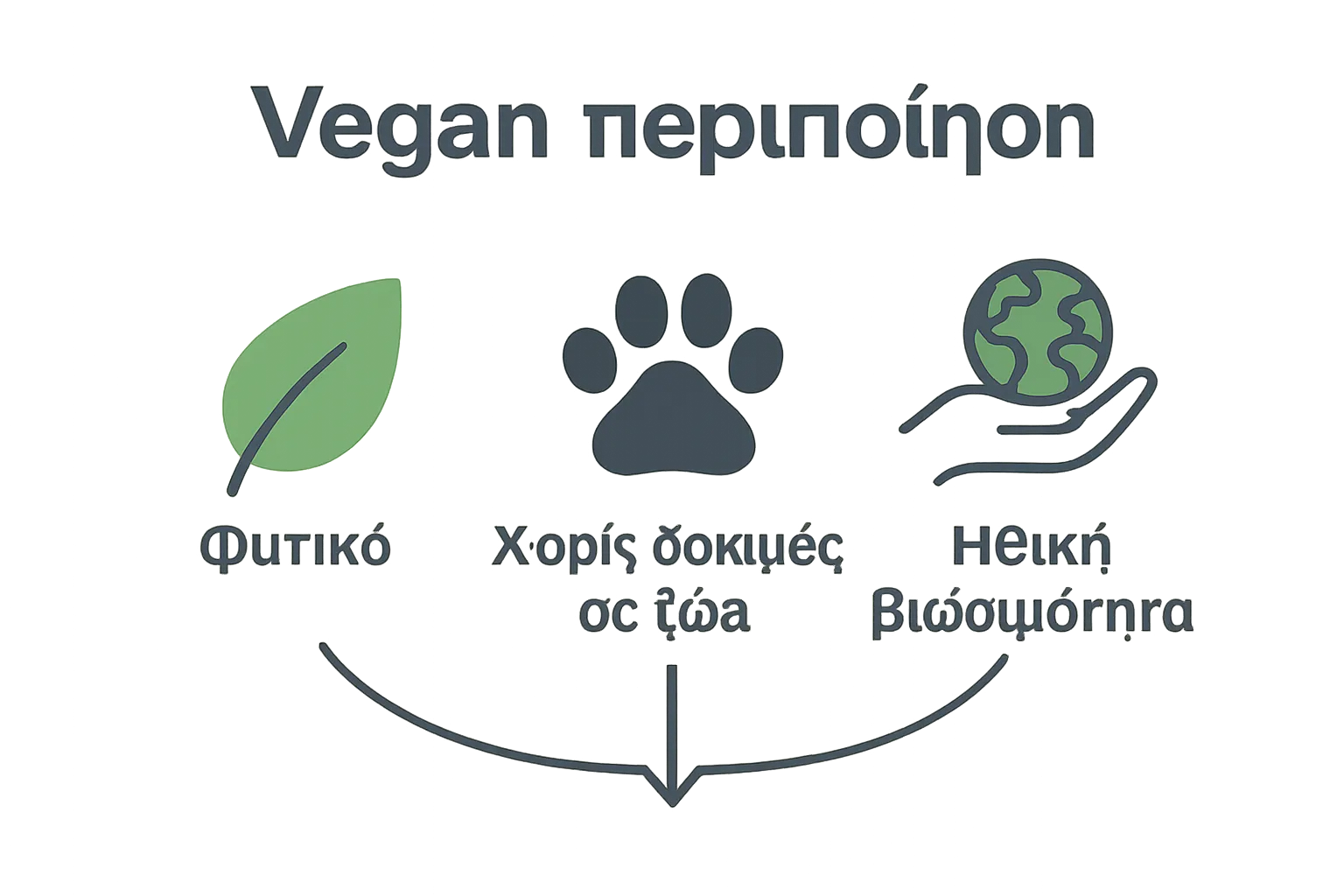 Three icons: plant leaf, paw print, planet in palm—core vegan skincare traits