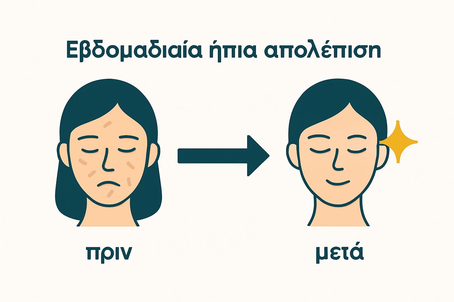 Infographic showing before and after natural face exfoliation steps