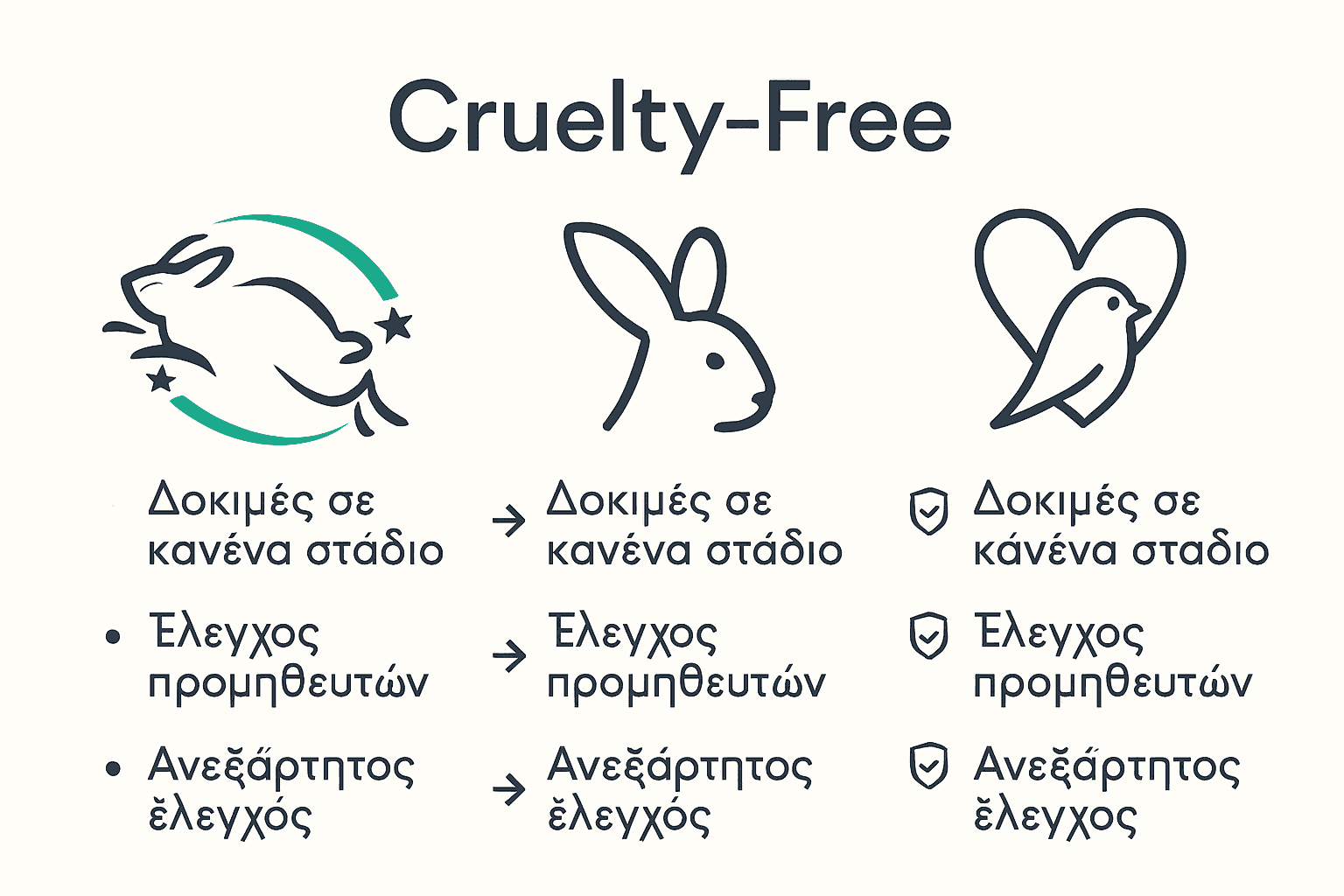 Visual comparison of three cruelty-free product certifications for men