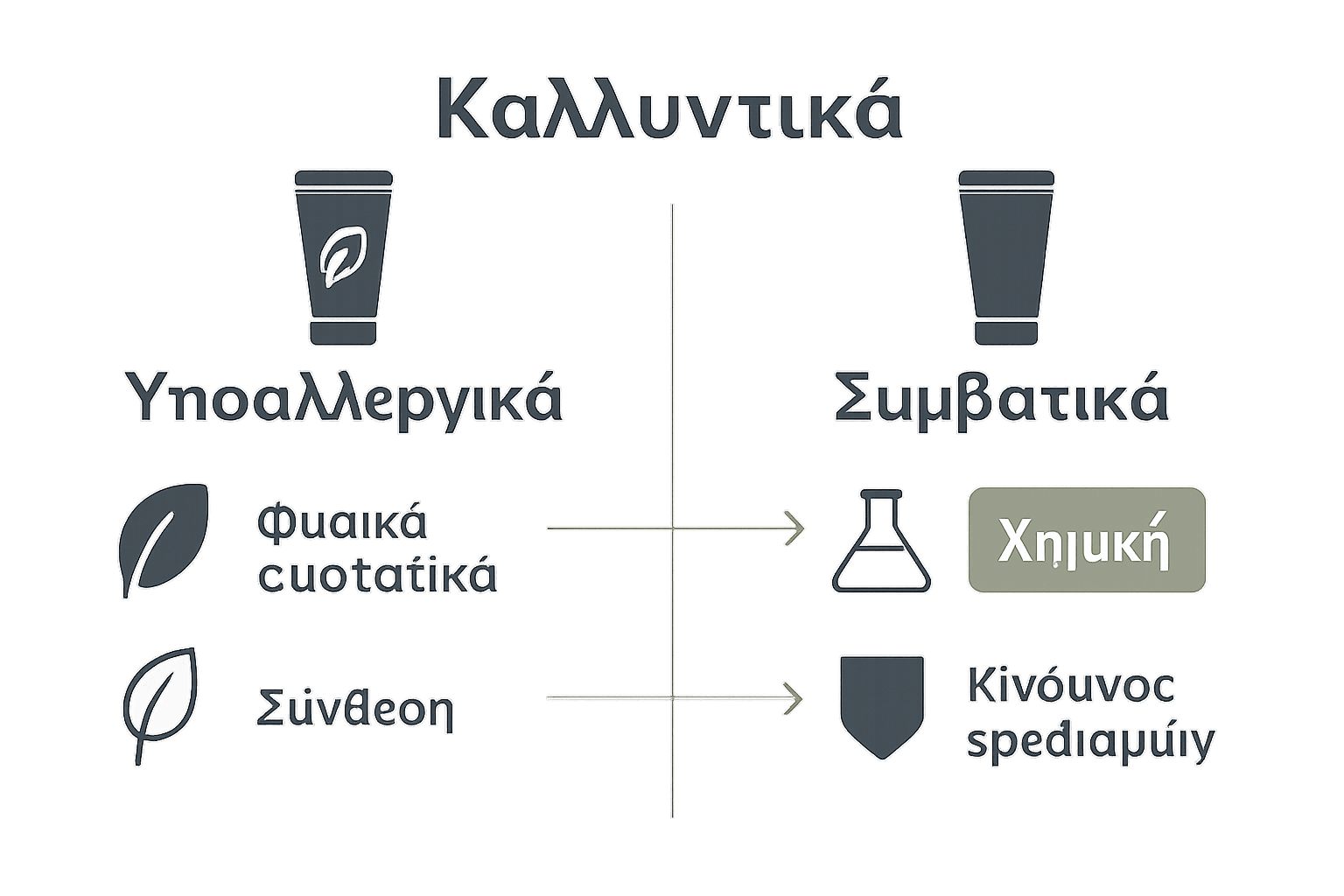 Γραφική σύγκριση υποαλλεργικών και συμβατικών καλλυντικών