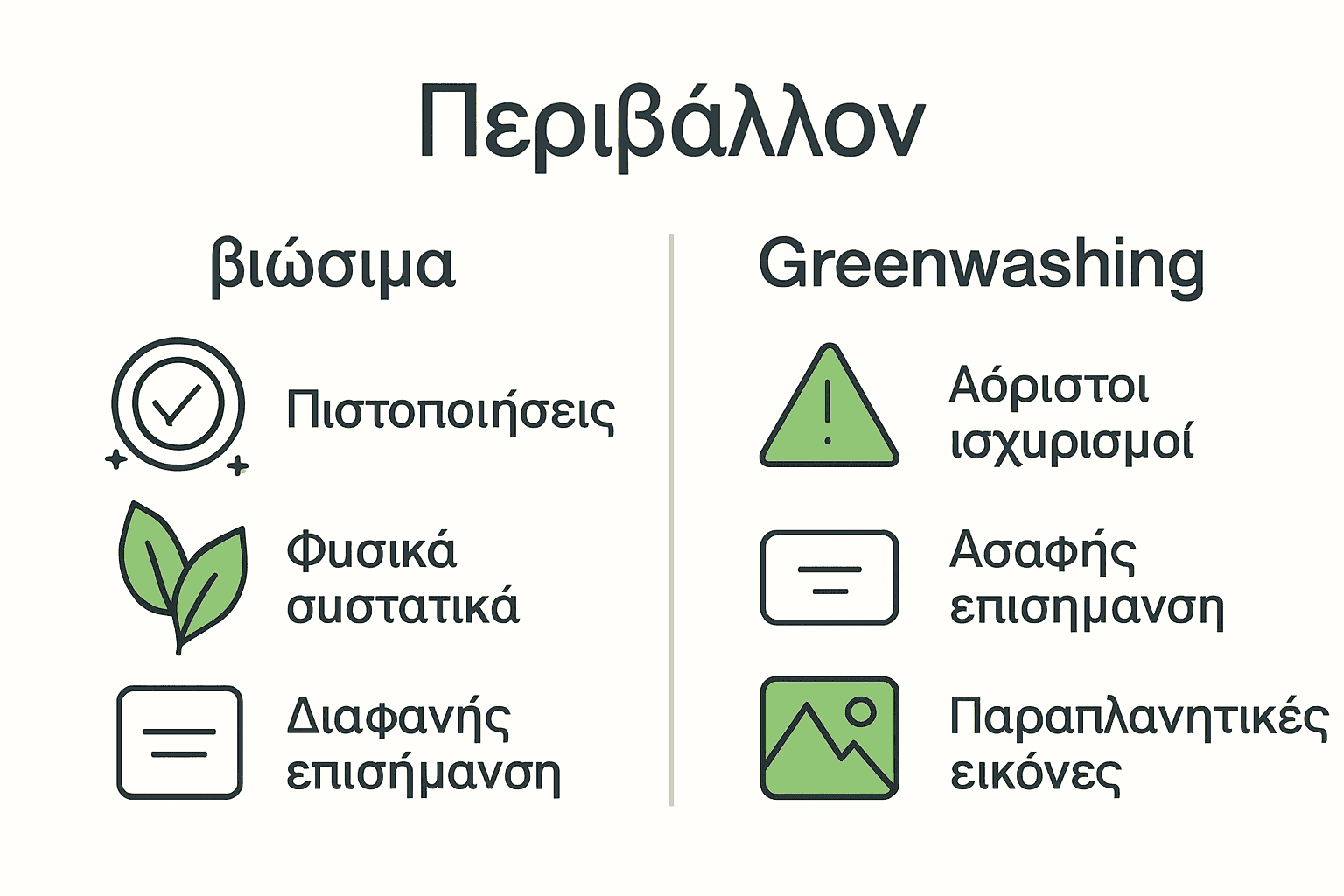 Infographic comparing real sustainable skincare traits against greenwashing practices