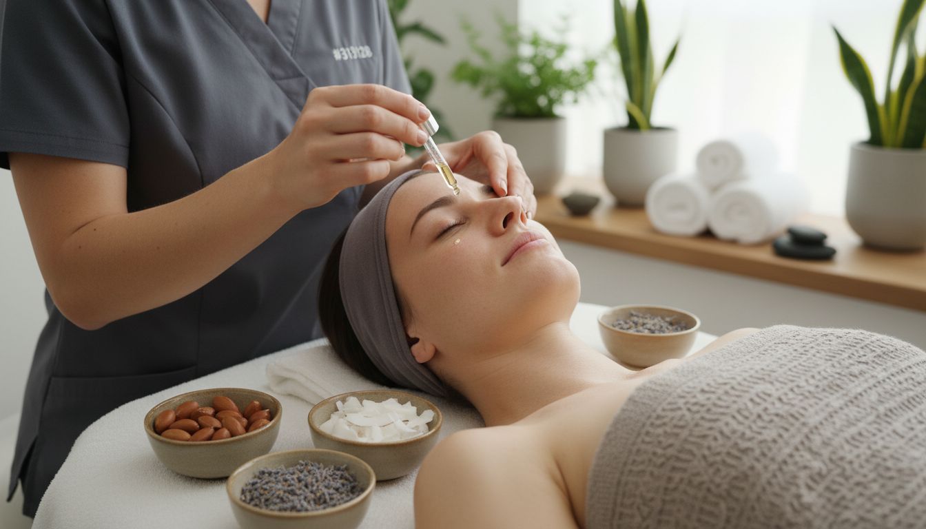 spa applying natural oils