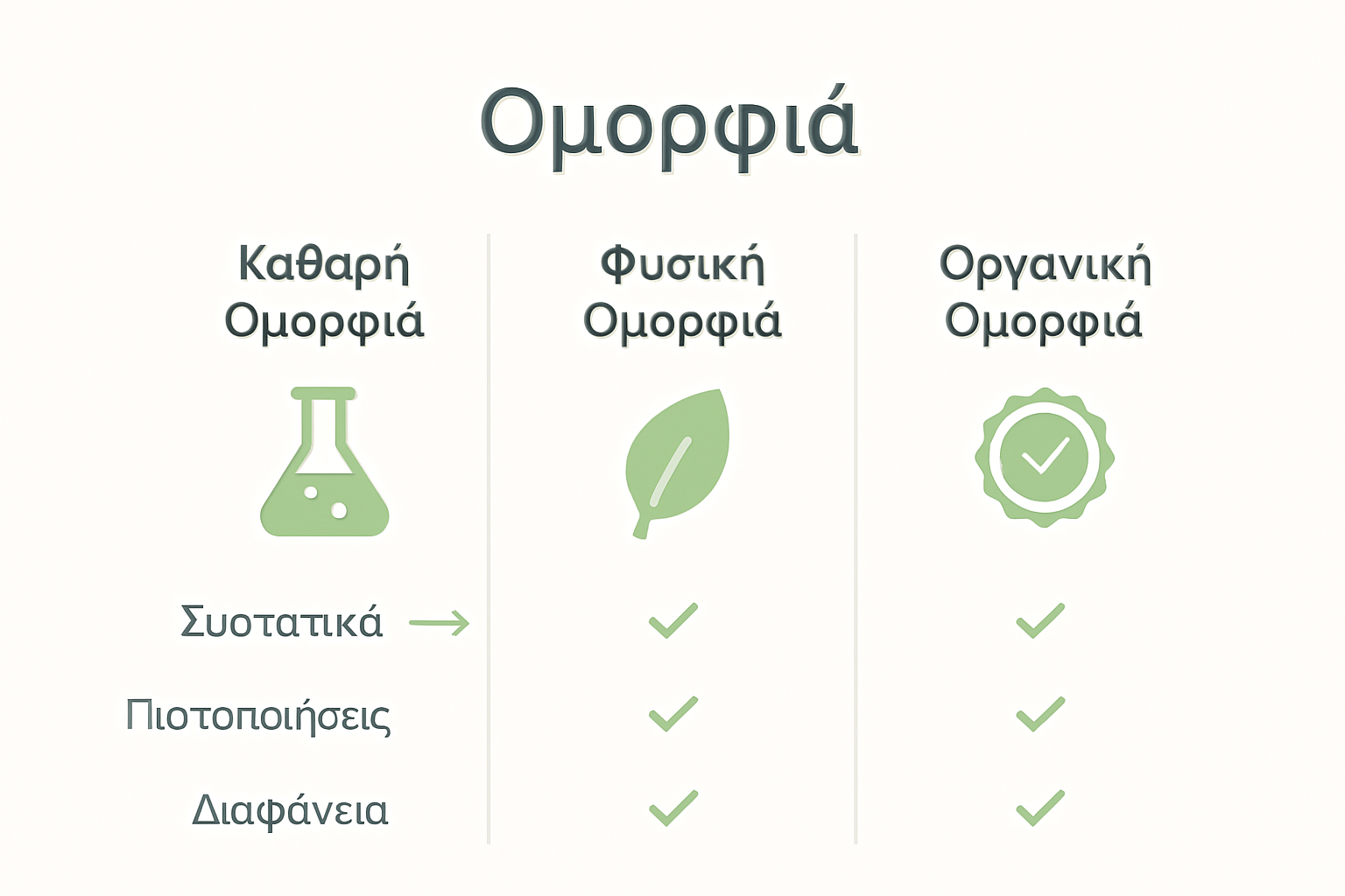 Infographic comparing clean, natural, and organic beauty categories