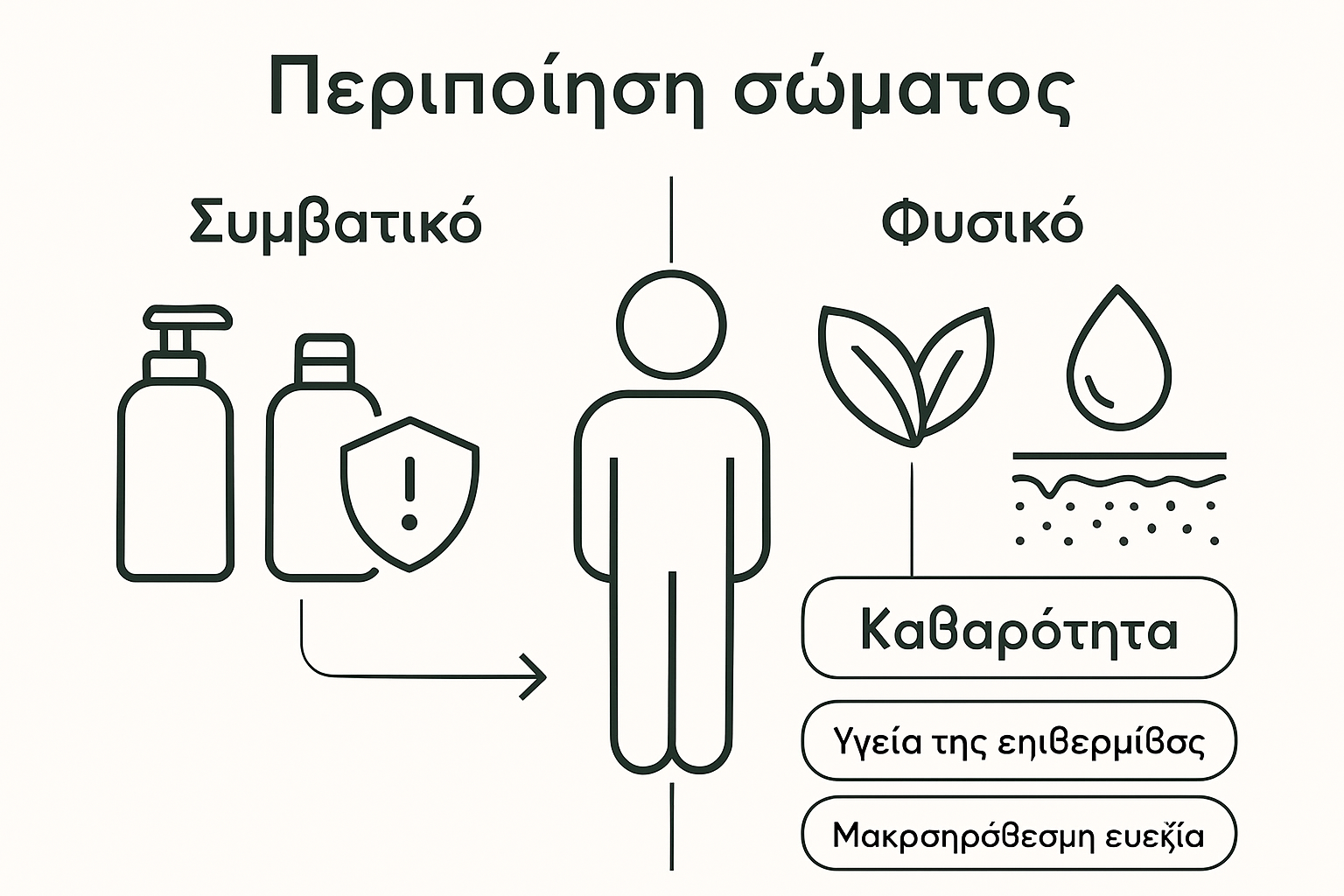 Infographic comparing conventional and natural body care benefits