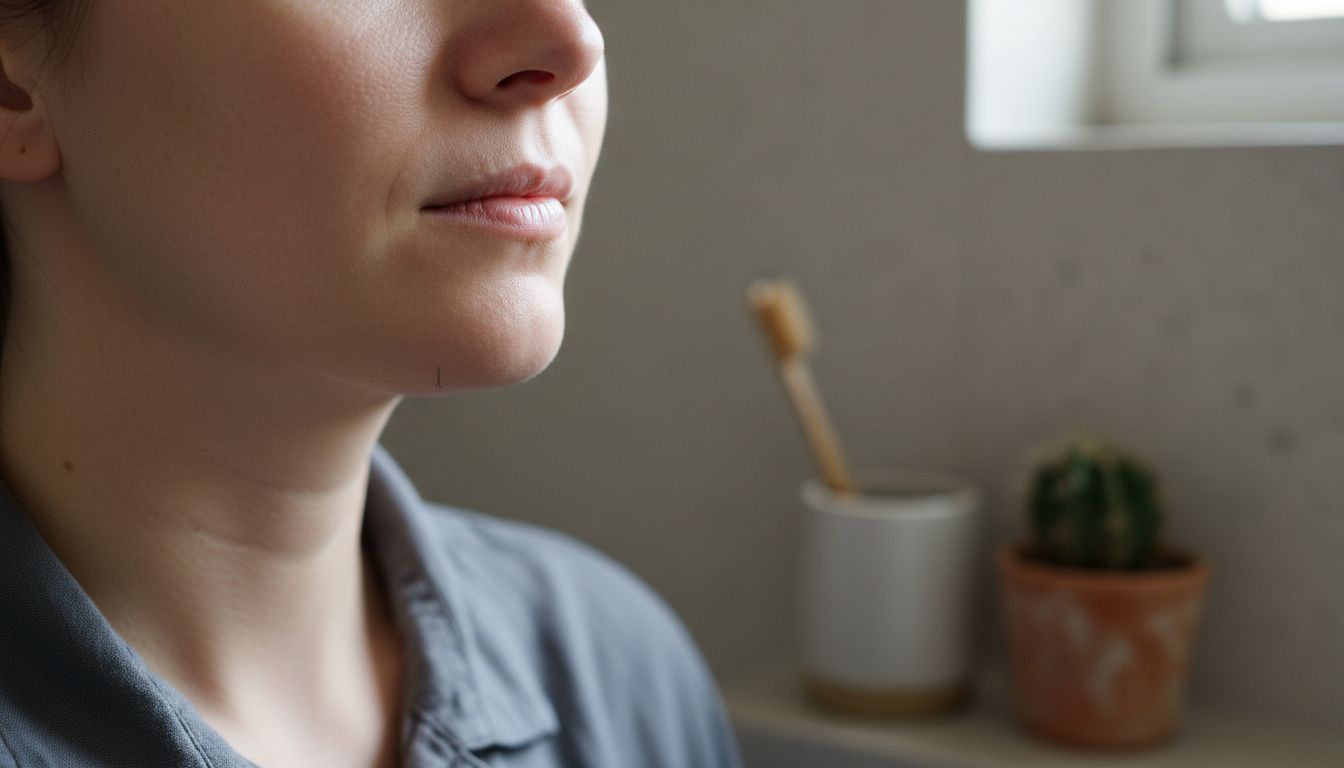 Close-up healthy hydrated facial skin