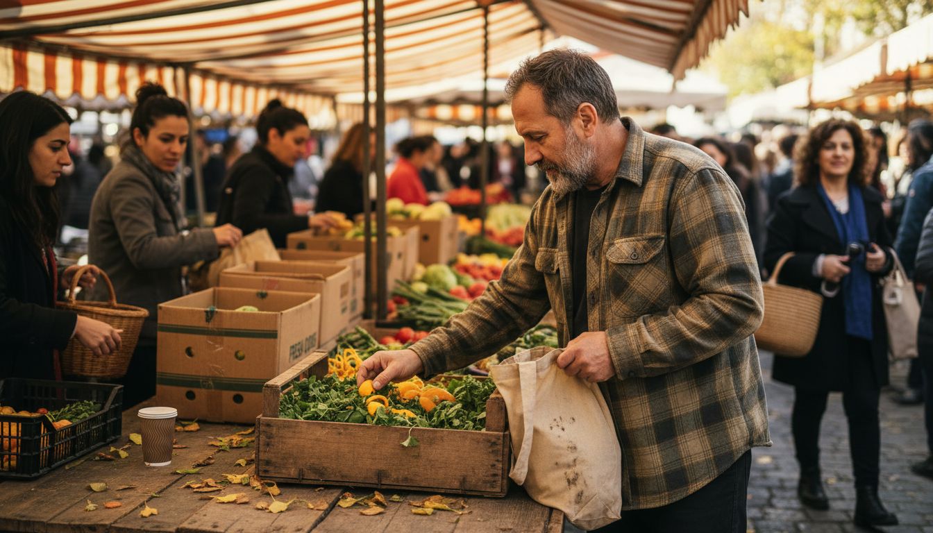 Man choosing natural skincare ingredients at market