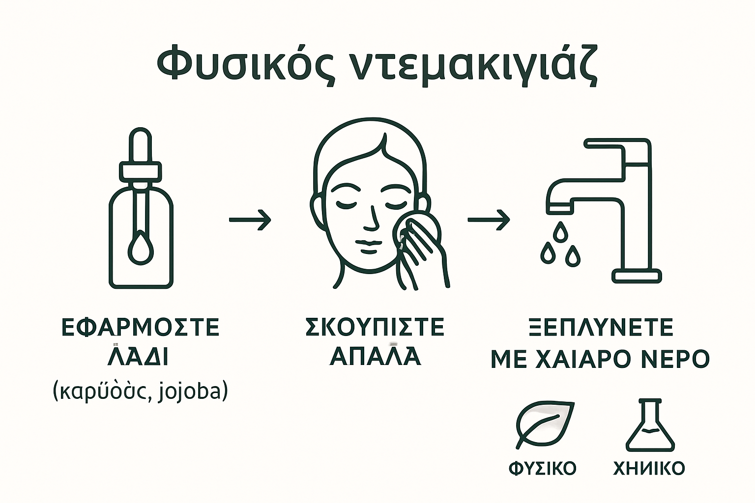 Οδηγίες βήμα-βήμα για φυσικό ντεμακιγιάζ – Εικονογραφημένος οδηγός