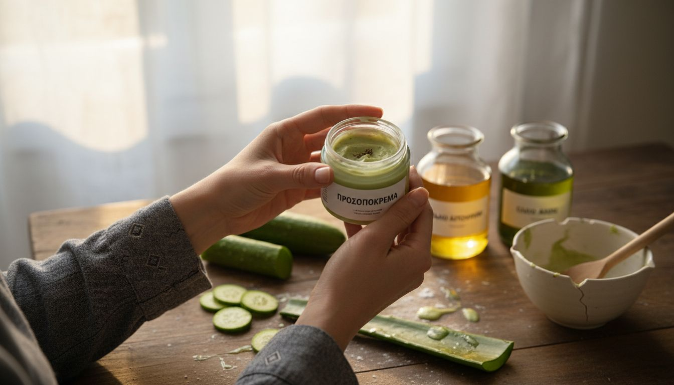 Χέρια ετοιμάζουν φυσικά συστατικά για την παρασκευή φυτικών καλλυντικών