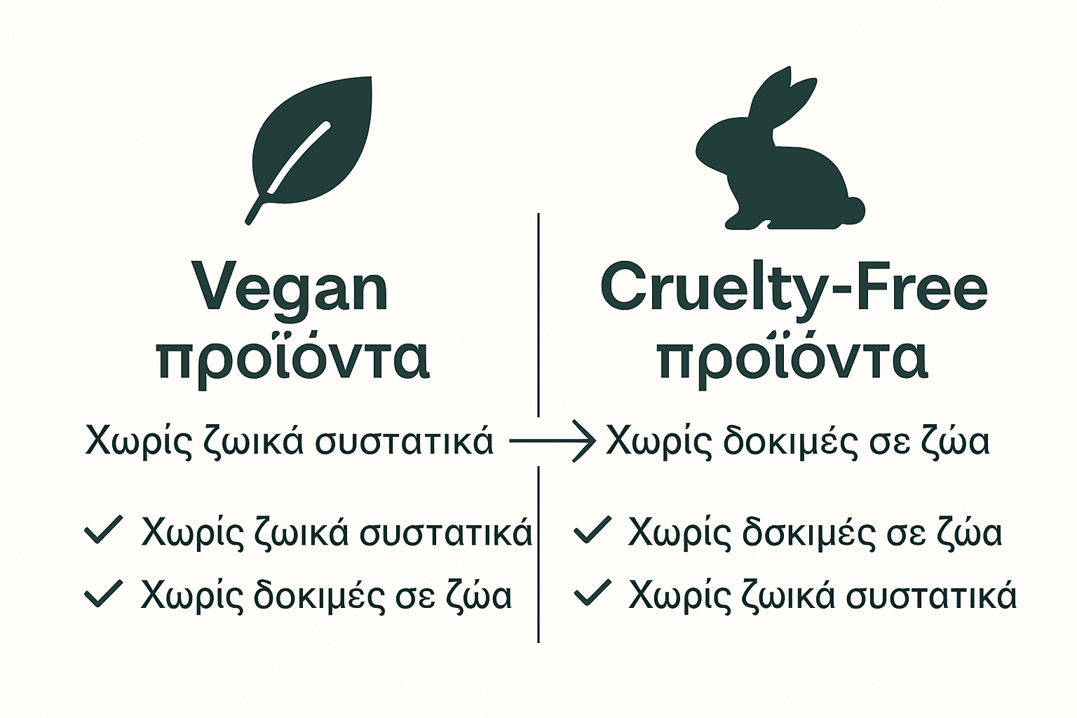 Βασικές διαφορές ανάμεσα σε vegan και cruelty-free προϊόντα περιποίησης προσώπου και σώματος