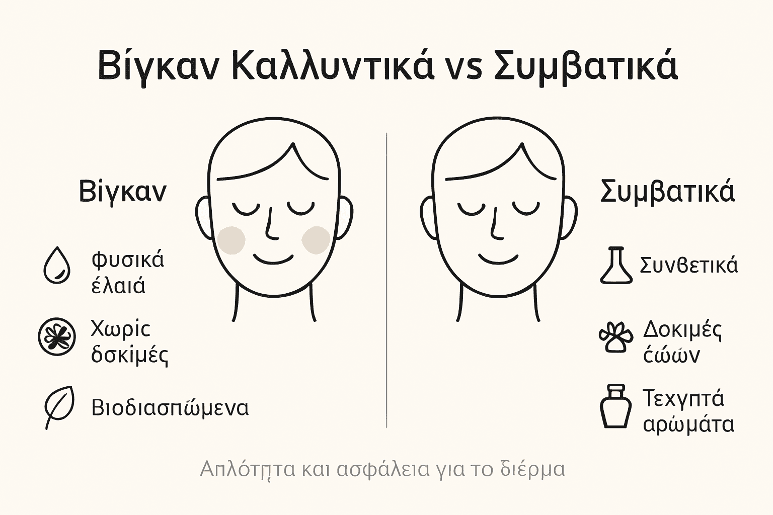 Γραφικό με σύγκριση μεταξύ φυτικών και συμβατικών καλλυντικών: Όλα όσα πρέπει να ξέρετε για να επιλέξετε τι ταιριάζει καλύτερα στις ανάγκες σας.