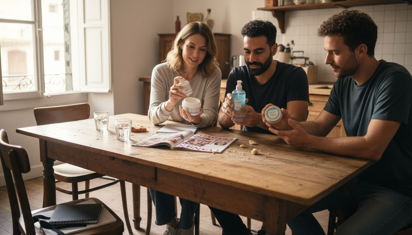 Άνθρωποι δοκιμάζουν ενυδατικά προϊόντα που βρίσκονται στην κουζίνα τους.