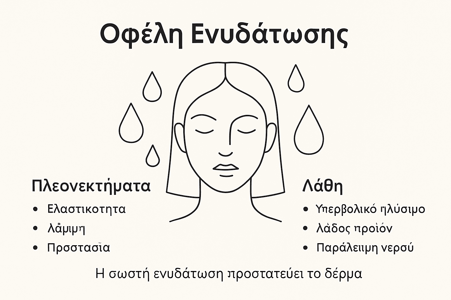 Ενημερωτικό γραφικό: Πώς η σωστή ενυδάτωση χαρίζει υγεία και λάμψη στην επιδερμίδα μας