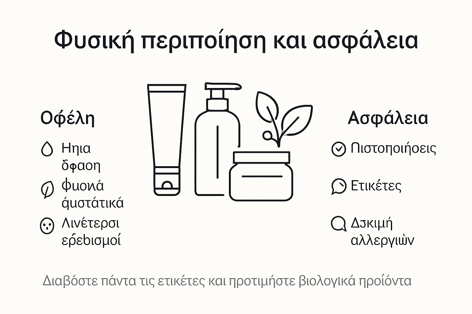 Απλό γραφικό με βασικές πληροφορίες για την ασφάλεια των φυσικών καλλυντικών