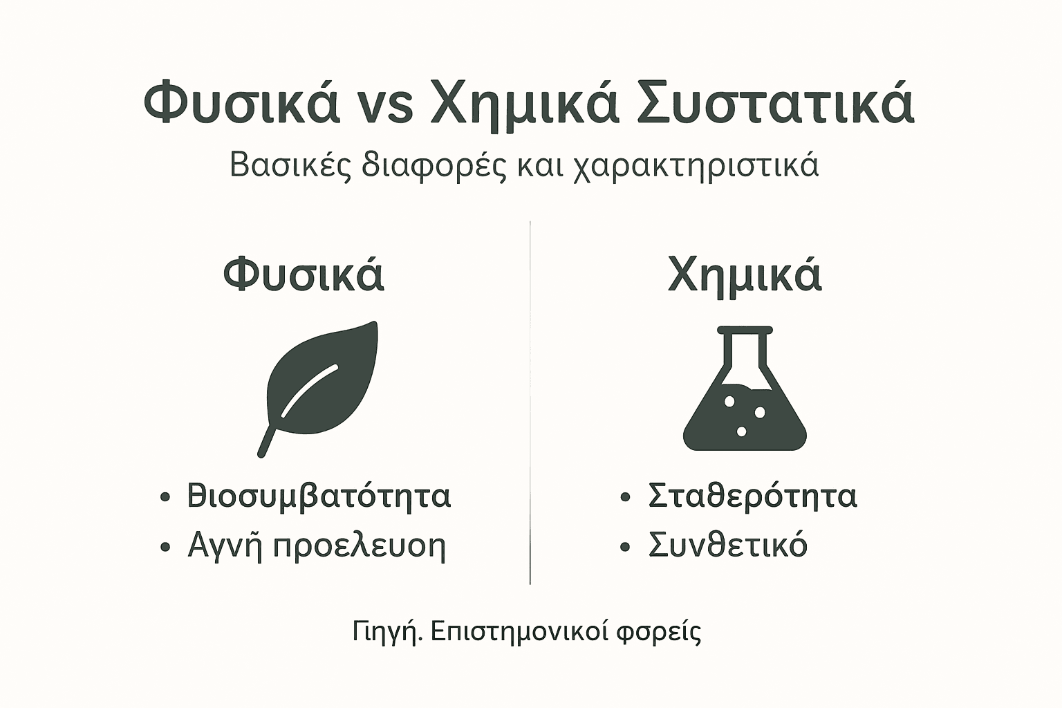 Εντυπωσιακό γράφημα που παρουσιάζει τις διαφορές ανάμεσα στα φυσικά και τα χημικά συστατικά